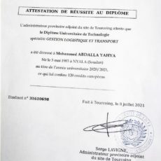 Un message de Mohammed à l’occasion de l’obtention de son diplôme de DUT